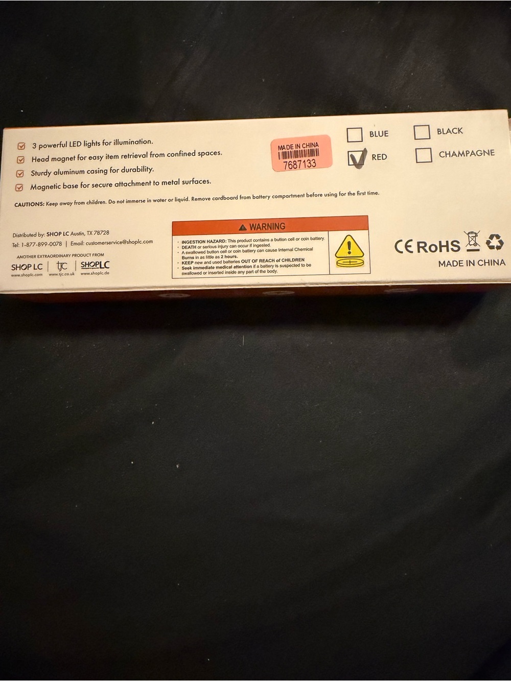 Extendable LED Flashlight - Red - Picture 2 of 2